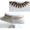 N-3763 European Style Gold Plated Snake Chain Leather Rhinestone Rivets Necklace