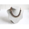 N-3763 European Style Gold Plated Snake Chain Leather Rhinestone Rivets Necklace