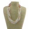 N-3766 Korea Styl Blue Pink Yellow Acrylic Silk Chain White Pearl Chain Multilayer Necklace