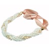 N-3766 Korea Styl Blue Pink Yellow Acrylic Silk Chain White Pearl Chain Multilayer Necklace