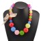 N-3769 Korea Style All-match Colorful Candy Beads Lace Bowknot Necklace