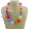 N-3769 Korea Style All-match Colorful Candy Beads Lace Bowknot Necklace