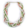 N-3772 Korea Style All-match Colorful Resin Gem Faux Pearl Multilayer Weave Necklace