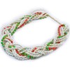 N-3772 Korea Style All-match Colorful Resin Gem Faux Pearl Multilayer Weave Necklace