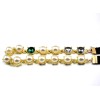 F-0138 Korea Style  Double Black Ribbon Chain Pearl Crystal Hair band