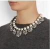 N-3771 European Style All-match vintage white pearl chain handmade knitted flower pendant  Necklace