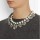 N-3771 European Style All-match vintage white pearl chain handmade knitted flower pendant  Necklace