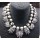 N-3771 European Style All-match vintage white pearl chain handmade knitted flower pendant  Necklace