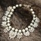 N-3771 European Style All-match vintage white pearl chain handmade knitted flower pendant  Necklace