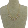 N-0168 Korea Style Gold Plated Alloy  Rhinestone Heart Opal Four Leaf Clover Necklace