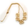 N-0168 Korea Style Gold Plated Alloy  Rhinestone Heart Opal Four Leaf Clover Necklace