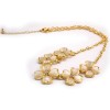 N-0168 Korea Style Gold Plated Alloy Rhinestone Heart Opal Four Leaf Clover Necklace