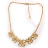 N-0168 Korea Style Gold Plated Alloy  Rhinestone Heart Opal Four Leaf Clover Necklace