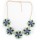 N-3774 European Style Gold Plated Alloy  Blue Purple Resin Gem Opal Flowers Necklace