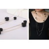 N-1618 New Fashion Style Gold Rope  Square bead Crystal Long Chain Necklace 6colors