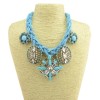 N-3776 European Style Multilayer Beads Chain Rhinestone Crystal Resin Gem Flower Tassels Statement Necklace