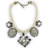 N-3776 European Style Multilayer Beads Chain Rhinestone Crystal Resin Gem Flower Tassels Statement Necklace