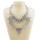 N-3777 European Style Vintage Silver Alloy Carving Flower Rivets Tassels Chains Triangle Pendant Necklace