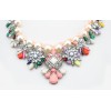 N-3779 European Style Gun Black Alloy Faux Pearl Handcraft Chain Crystal Rhinestone Resin Gem Flowers Choker Necklace