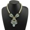 N-3781 European Style Gold Plated Alloy Pearl Chain Resin Rhinestone Leaves Flower Pendant Necklace