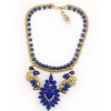 N-3780 European Style Gold Plated Alloy Resin Gem Snake Chain  Rose Flower Drop Pendant Necklace