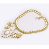 N-3780 European Style Gold Plated Alloy Resin Gem Snake Chain  Rose Flower Drop Pendant Necklace
