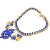 N-3780 European Style Gold Plated Alloy Resin Gem Snake Chain  Rose Flower Drop Pendant Necklace