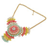 N-3784 European Style Gold Plated Alloy Colorful Resin Gem Flower Crystal Statement Necklace