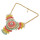 N-3784 European Style Gold Plated Alloy Colorful Resin Gem Flower Crystal Statement Necklace