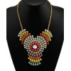 N-3784 European Style Gold Plated Alloy Colorful Resin Gem Flower Crystal Statement Necklace