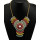 N-3784 European Style Gold Plated Alloy Colorful Resin Gem Flower Crystal Statement Necklace