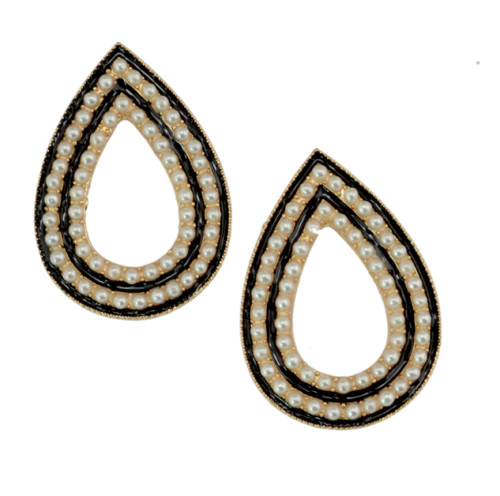 E-3074 European Style Gold Plated Alloy  Hollow Out Enamel Beads PearlRhinestone Drop Stud Earring