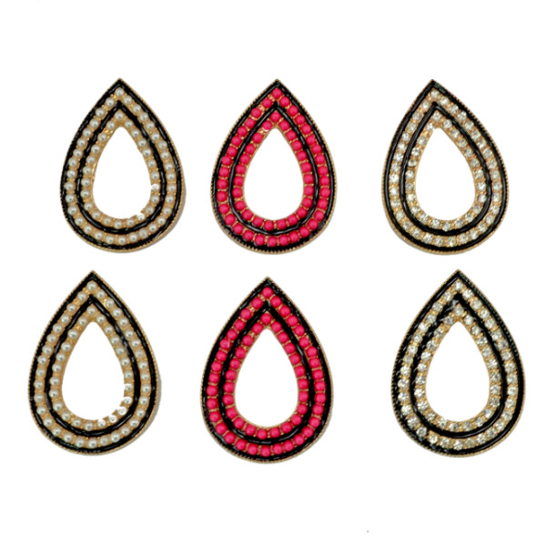E-3074 European Style Gold Plated Alloy  Hollow Out Enamel Beads PearlRhinestone Drop Stud Earring