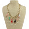 N-3786 European Style Gold Plated CCB Link Chain  Enamel Hands Pearl Tassels Necklace