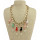 N-3786 European Style Gold Plated CCB Link Chain  Enamel Hands Pearl Tassels Necklace