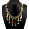 N-3786 European Style Gold Plated CCB Link Chain  Enamel Hands Pearl Tassels Necklace