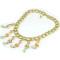 N-3786 European Style Gold Plated CCB Link Chain  Enamel Hands Pearl Tassels Necklace