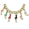 N-3786 European Style Gold Plated CCB Link Chain  Enamel Hands Pearl Tassels Necklace