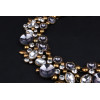 N-3790 European Style Vintage Golden Alloy Clear Grey Rhinestone Round Crystal Flower Choker Necklace