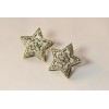 E-3076 Vintage style fashionable bronze alloy big brilliant rhinestone double stars stud earrings