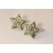 E-3076 Vintage style fashionable bronze alloy big brilliant rhinestone double stars stud earrings