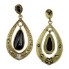 E-3077 Vintage style Bronze Carving Alloy Rhinestone Flower Resin Gem Drop Stud Earrings
