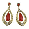 E-3077 Vintage style Bronze Carving Alloy Rhinestone Flower Resin Gem Drop Stud Earrings