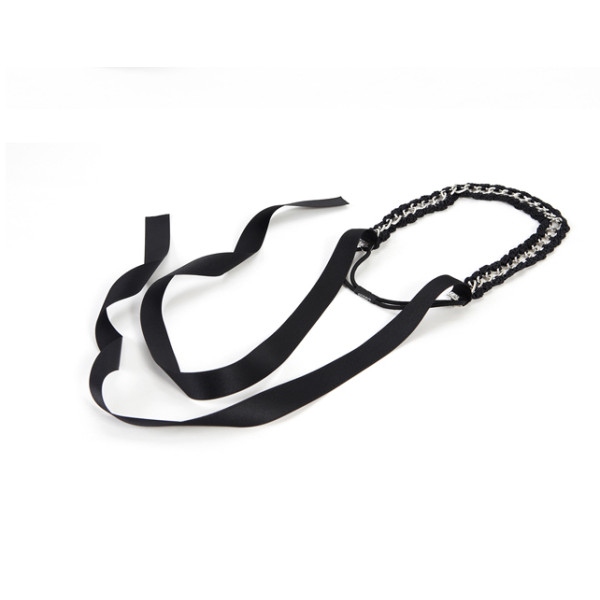 F-0143-G F-0143-S Korea Style Silver Gold Plated Link Chain Black Silk Hair band Hair Accessory