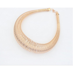 N-3794Punk Style Exaggerated Gold PLated Alloy Vintage coil spring Choker Necklace