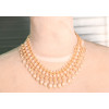 N-3793Korea Style Gold PLated Alloy Brilliant Multilayer Pearl tassels Choker Necklace
