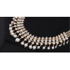 N-3793Korea Style Gold PLated Alloy Brilliant Multilayer Pearl tassels Choker Necklace
