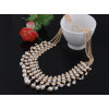 N-3793Korea Style Gold PLated Alloy Brilliant Multilayer Pearl tassels Choker Necklace