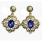 E-3082 Vintage style Bronze Alloy Pearl Crystal Hollow Out Flower Dangle Earrings