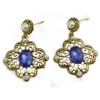 E-3082 Vintage style Bronze Alloy Pearl Crystal Hollow Out Flower Dangle Earrings